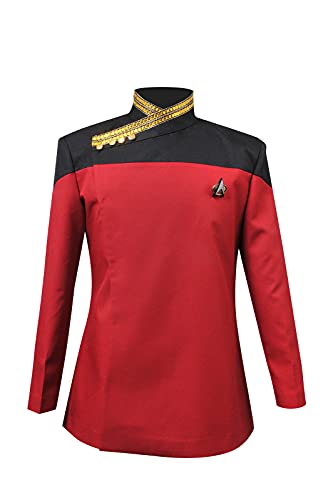 Pinlian Herren TNG Next Generation Kapitän Jean-Luc Picard Jacke Uniform Oufit Cosplay Kostüm Rot Large von Pinlian