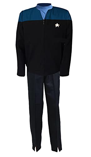 Pinlian Herren Voyager Captain Kathryn Janeway Jacke Hose Uniform Oufit Hallowen Cosplay Kostüm Blau Custom Made von Pinlian