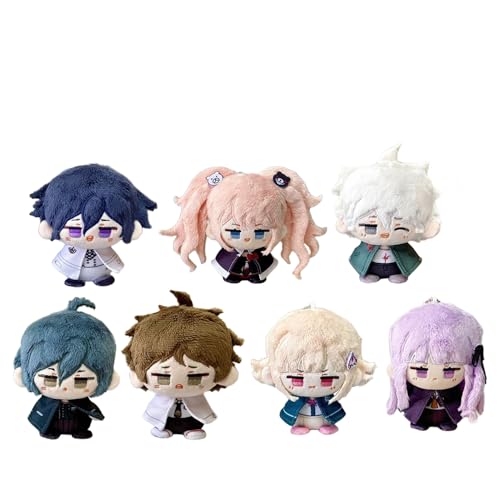 Pinloo 7PCS Anime Nagito Komaeda Soft Figur Nagito Komaeda Keychain 12cm Kyouko Kirigiri Saihara Shuichi Anhänger Bag Dekoration Geschenke für Fans von Pinloo