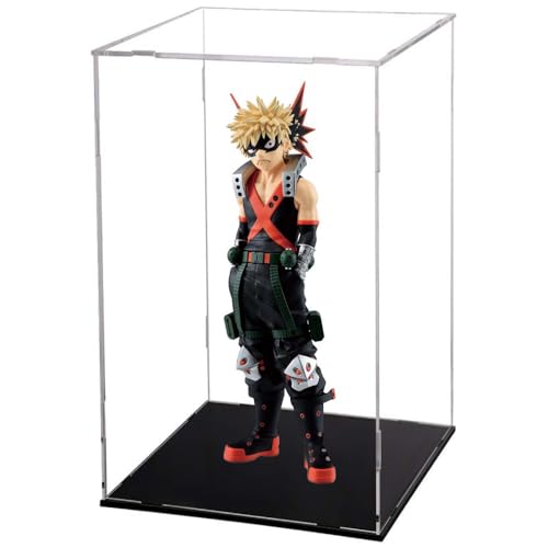 Pinloo Bakugou Katsuki Figur mit Acryl Vitrine 15 * 15 * 20cm Anime MHA Actionfigur PVC Statue Anime MHA Modell Bakugou Katsuki Figuren Geschenke für Fans von Pinloo
