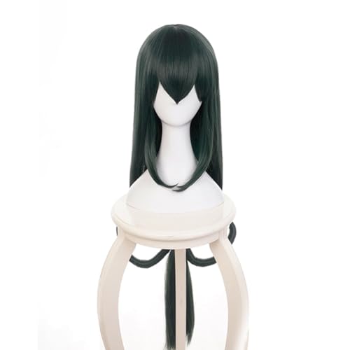 Pinloo Uraraka Ochako Bodysuit Uraraka Ochako Perücke MHA Cosplay Costume Anime Asui Tsuyu Wig Comic Con Asui Tsuyu Cosplay Halloween Kostüm Outfit von Pinloo