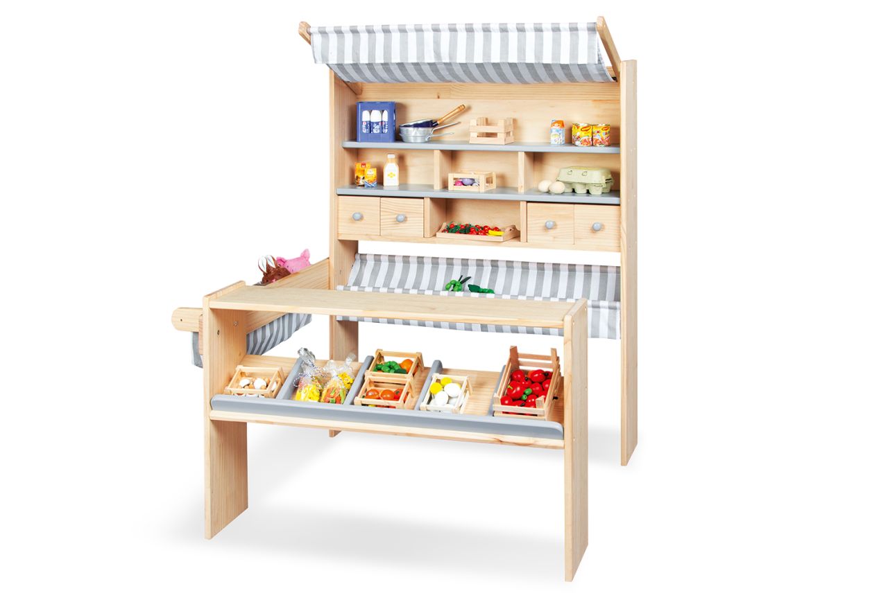 Marktstand Lucy, Stoffdach grau, Pinolino von Pinolino