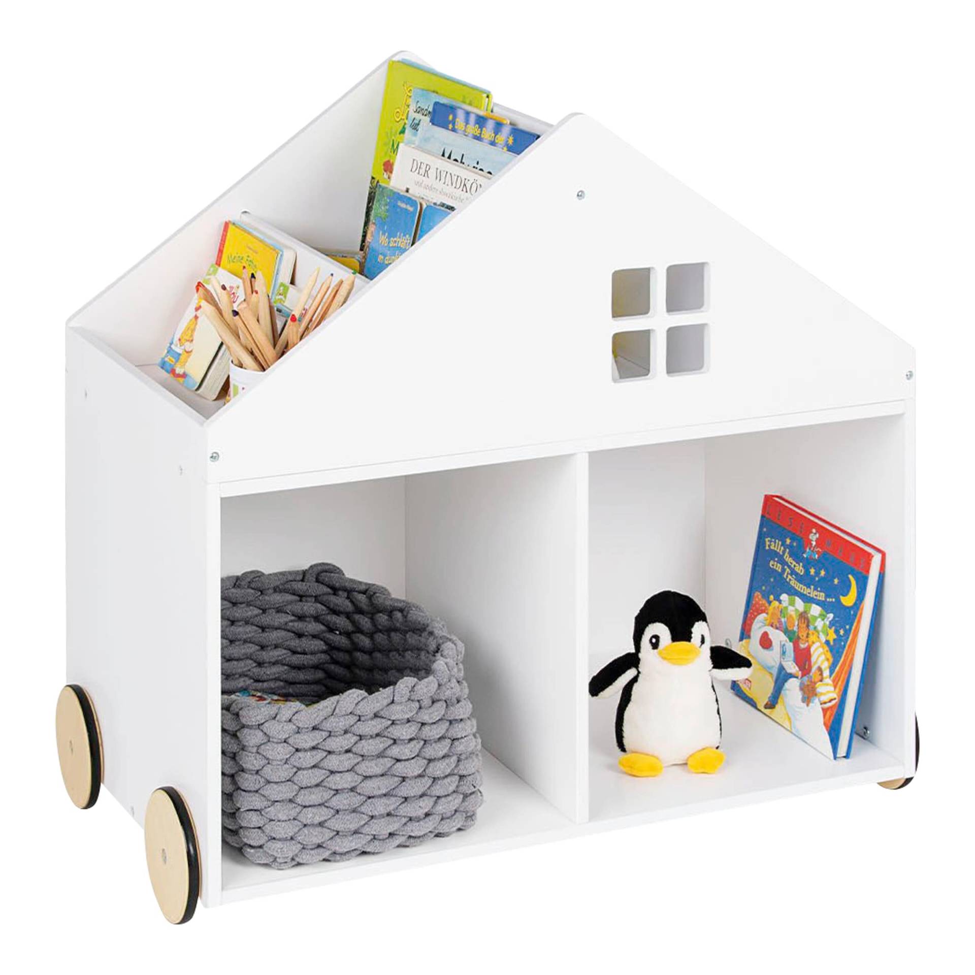 Pinolino Bücherregal Haus mit Rollen von Pinolino