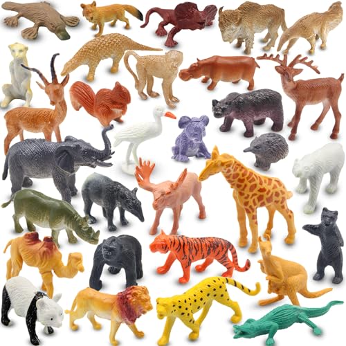 Pinowu Realistisch Mini Wild Zoo Tiere Figuren Spielzeug 32 Stück Geschenkset Für Bildung und Partygeschenke, Plastik Wald Safari-Tiere Löwe, Nilpferd, Tiger, Bär usw Pinowu Realistisch Mini Wild Zoo Tiere Figuren Spielzeug 32 Stück Geschenkset Für Bildung und Partygeschenke, Plastik Wald Safari-Tiere Löwe, Nilpferd, Tiger, Bär usw von Pinowu