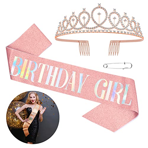 Pinsheng Birthday Geburtstag Geburtstagskrone Schärpe Prinzessin Krone Rose Gold Geburtstag Tiara Crown Frauen Mädchen Geburtstag Tiara für Geburtstag Geschenk, Party Zubehör und Party Dekorationen Pinsheng Birthday Geburtstag Geburtstagskrone Schärpe Prinzessin Krone Rose Gold Geburtstag Tiara Crown Frauen Mädchen Geburtstag Tiara für Geburtstag Geschenk, Party Zubehör und Party Dekorationen von Pinsheng