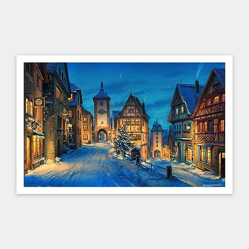 Evgeny Lushpin - Snowy Rothenburg Winter Night - Showpiece 1000 von Pintoo