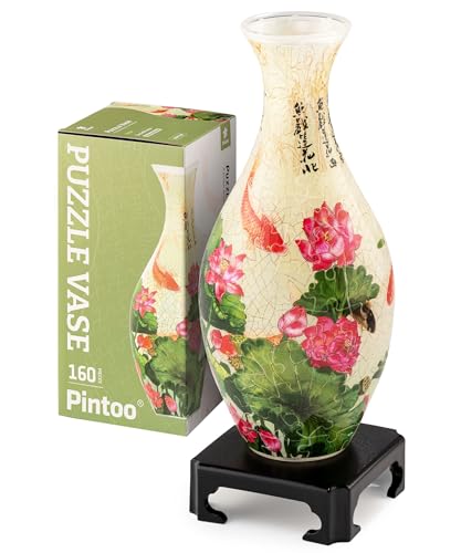 Pintoo 3D Puzzle Blumenvase - Carp with Lotus [S1024], Zauberhafte Geschenkidee für stilvolle Heimdekoration, 160 Teile von Pintoo