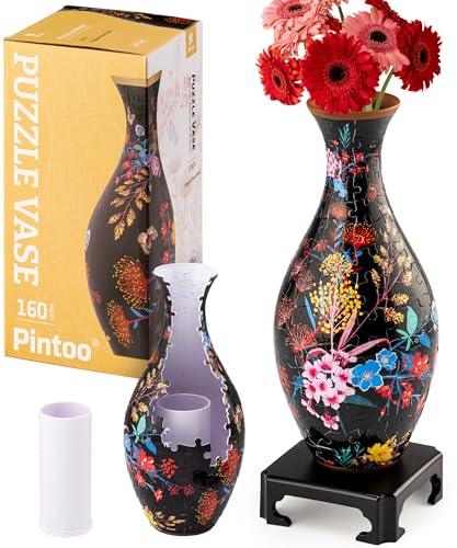Pintoo 3D Puzzle Blumenvase - Elegant Floral Print [S1031], Zauberhafte Geschenkidee für stilvolle Heimdekoration, 160 Teile von Pintoo