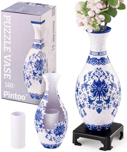 Pintoo 3D Puzzle Blumenvase - Indigo Age [S1032], Zauberhafte Geschenkidee für stilvolle Heimdekoration, 160 Teile von Pintoo
