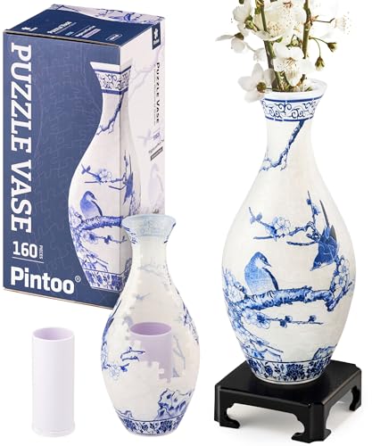 Pintoo 3D Puzzle Blumenvase - Magpies on Plum Tree [S1025], Zauberhafte Geschenkidee für stilvolle Heimdekoration, 160 Teile von Pintoo