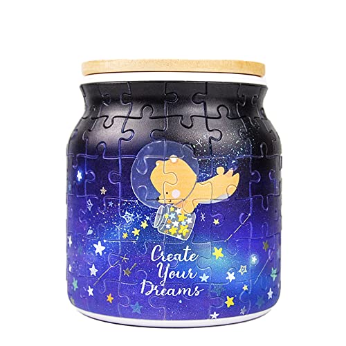 Pintoo 3D Puzzle Jar 96 Kunststoffteile für Erwachsene - Erstellen Sie Ihre Träume - Verwendung Inklusive Trennwand als Stift und Utensilienhalter mit Holzdeckel für Küche Esszimmer Arbeitszimmer von Pintoo