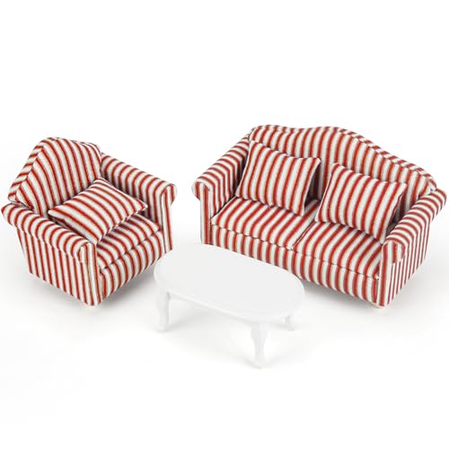 Puppenhaus Möbel,Miniatur Sessel Puppenhaus Couchtisch Miniatur Sofa Wichtel Wohnzimmer Ausstattung für Mini Puppenhäuser von Pinyenr