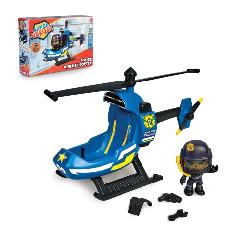 Action Heroes Polizei-Minihubschrauber Fahrzeug- und Figurenset, tolles Geschenk für Kinder ab 4 Jahren von Action Heroes