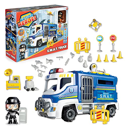 Action Heroes Polizei S.W.A.T. Truck Fahrzeug- und Figurenset, tolles Geschenk für Kinder ab 4 Jahren von Pinypon Action