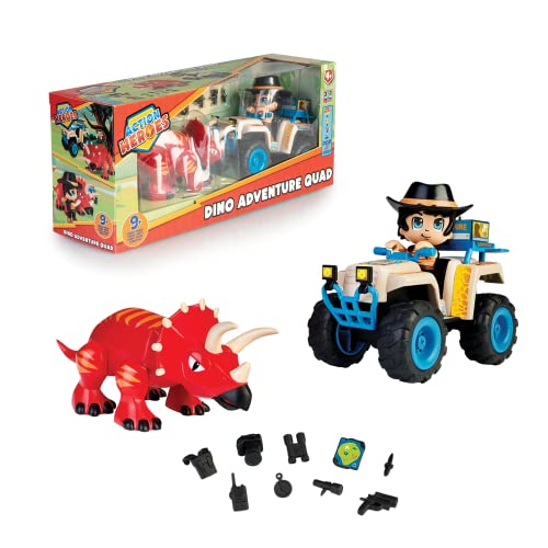 Action-Heroes-Spielset mit Dino Adventure Quad und Figuren mit austauschbaren Teilen, tolles Geschenk für Kinder ab 4 Jahren von Action Heroes