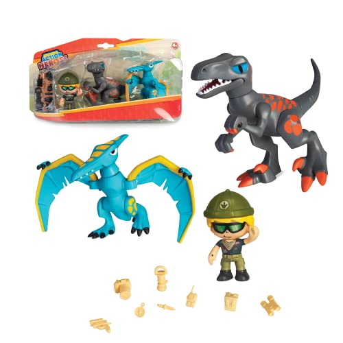 Action Heroes Dino Pack, kombinierbare Figuren, Dinosaurierspielzeug für Kinder ab 4 Jahren von Pinypon Action
