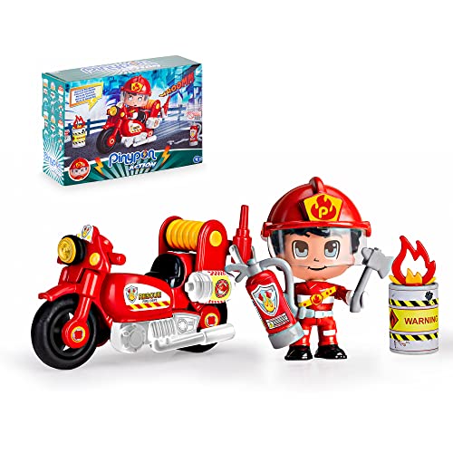 Pinypon Action Feuerwehrmann Motorrad mit 1 Figur für Jungen und Mädchen von 4 bis 8 Jahren (Famosa 700014783) von Pinypon Action