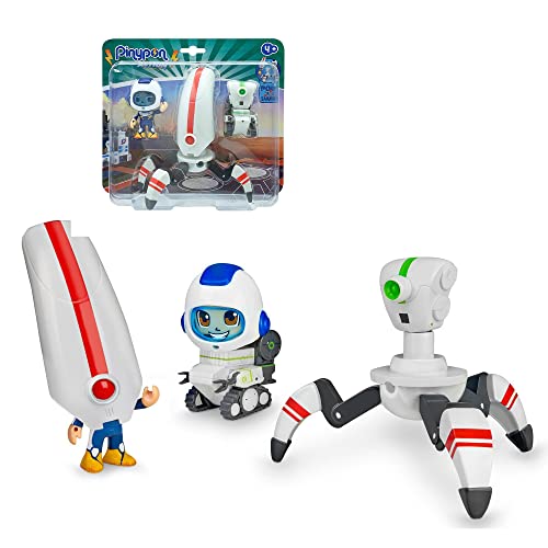 Pinypon Action - Roboter Space Pack, 3 Verschiedene Figuren, 2 Weltraumroboter und eine Astronaut-Puppe, mit abnehmbaren und austauschbaren Teilen, für Kleinkinder ab 4 Jahren, Berühmt (700017340) von Pinypon Action