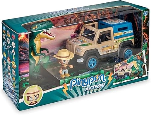 Pinypon Action Wild Pick-up Pack mit Dino, Spielzeugset mit Pinypon Entdecker und seinem Offroad-Auto, viel Zubehör und Dinosaurier Rex, Famosa (700016771) von Pinypon Action
