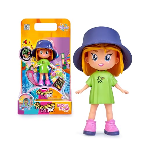 Pinypon TOP Mexican Foodie Girl, Top-Mädchen mit mexikanischem Thema, bewegliche Figur mit Armen und Beinen, doppelseitig, Kleidung und Schuhe, Umschlag mit Zubehör, ab 4 Jahren, berühmt (PNN01100) Pinypon TOP Mexican Foodie Girl, Top-Mädchen mit mexikanischem Thema, bewegliche Figur mit Armen und Beinen, doppelseitig, Kleidung und Schuhe, Umschlag mit Zubehör, ab 4 Jahren, berühmt (PNN01100) von Pinypon TOP
