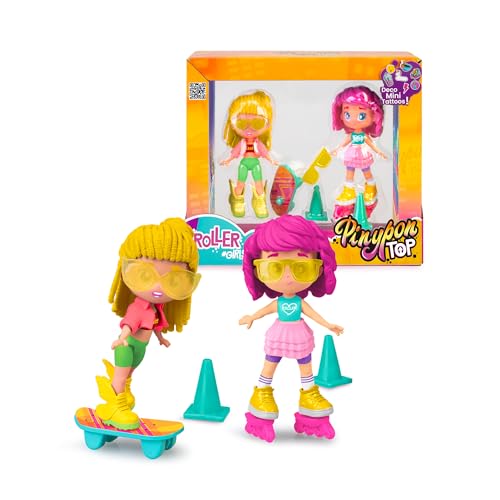 Pinypon TOP Roller Girls, Set mit 2 Mädchen auf Rädern, 1 mit Rollschuhen und 1 mit Skateboard, bewegliche Arm- und Beinfiguren, austauschbare Kleidung und Schuhe, inklusive Zubehör, Famosa (PNN04000) Pinypon TOP Roller Girls, Set mit 2 Mädchen auf Rädern, 1 mit Rollschuhen und 1 mit Skateboard, bewegliche Arm- und Beinfiguren, austauschbare Kleidung und Schuhe, inklusive Zubehör, Famosa (PNN04000) von Pinypon TOP