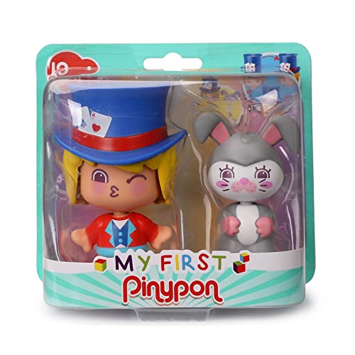 My First Pinypon 700017040 Zauberer und Hase, 2 Mini-Spielfiguren mit 3 verschiedenen Gesichtern und austauschbaren Körperstücken zum Lernen von Farben und Formen, Babys ab 12 Monaten, Mehrfarbig, von Pinypon
