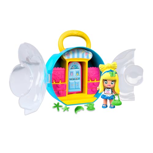 Pinypon Fairy Tales mit Tasche, Blaue Handtasche mit Griff, Alice Wonderland Figur, Garderobe zur Aufbewahrung von Accessoires und Kleidung, inkl. 3 kleine Accessoires, Famosa (PNY82300) von Pinypon