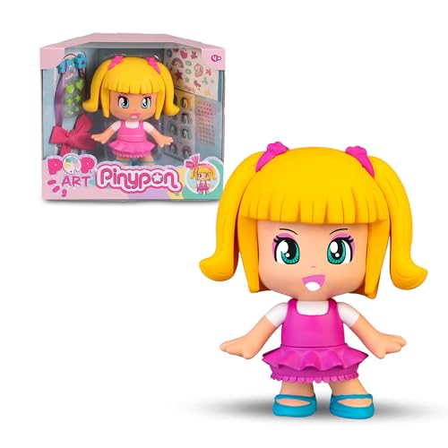 Pinypon - Pop & Art, Tolle Figur zum Dekorieren und Personalisieren mit viel Zubehör, Aufkleber, Glitzer, Zöpfe, Stoffe für Kinder und Kinder +4 Jahre Berühmt (PNY56000) von Pinypon
