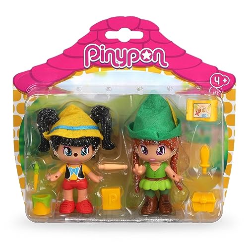 Pinypon - Set of 2 Figures, Traditional Tales, Pinocchio & Robin Hood, Recommended for Children Aged 4 to 8 Years (Famosa 700016381) von Pinypon