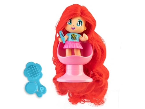 Pinypon - Super Mähne Rotes Haar, Minifigur mit extra langem Haar, Frisierpuppe, mit 1 Friseurstuhl und 3 Zubehörteilen zum Spielen und Frisieren, ab 3 Jahren, Famosa (PNY32300) von Pinypon