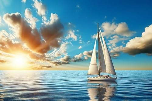 Fun Jigsaw Puzzle 500 Teile für Erwachsene Einsames Segelboot auf einem riesigen Ozean Holzpuzzle Familie Spaß und Casual Anfänger Lernspiel Puzzle Geschenke 52,1 x 38,1 cm Fun Jigsaw Puzzle 500 Teile für Erwachsene Einsames Segelboot auf einem riesigen Ozean Holzpuzzle Familie Spaß und Casual Anfänger Lernspiel Puzzle Geschenke 52,1 x 38,1 cm von Pioasing