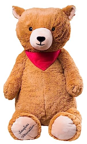 Pioupiou et Merveilles Riesen-Plüschtier, französisches Produkt, XXL, Jazzly der Bär Grizzly – 100 cm hoch – sehr weich für Kinder, Kinder – 16646 von Pioupiou et Merveilles