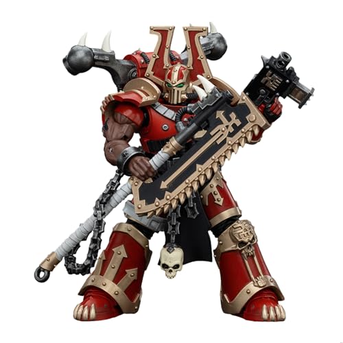 Pipigirl JoyToy GW 40K Echte Lizenz 1:18 Actionfigur, World Eaters Khorne Berzerker mit Eviscerator Kettenaxt, 12,6 cm Sammel-Actionfiguren Sets von Pipigirl