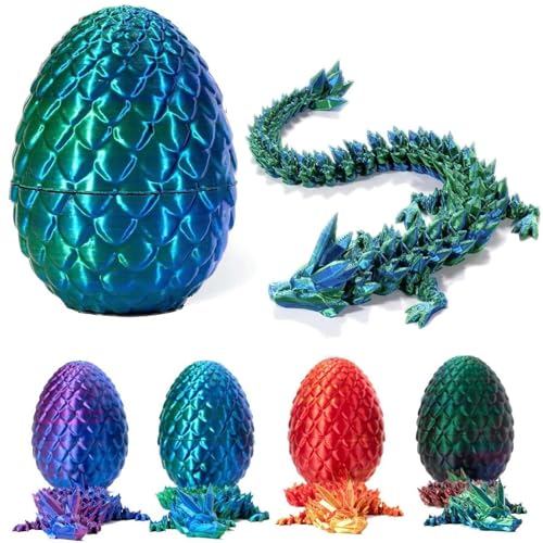 Pipihome 3D Gedrucktes Drachenei, Realistische Drache Spielzeug, Drache mit einem voll beweglichen, Drachen Figuren, Flexiblen Gelenken – Ideal als Heim und Bürodekoration oder Schreibtischspielzeug von Pipihome