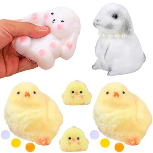 Antistress Spielzeug,Taba Squishy Huhn Quetschspielzeug, Stress Spielzeug Hase, Squishy Squeeze Spielzeug, Chicken Kaninchen Fidget Toy, Stressbälle, Stressabbau Spielzeug für Erwachsene und Kinder von Pipihome