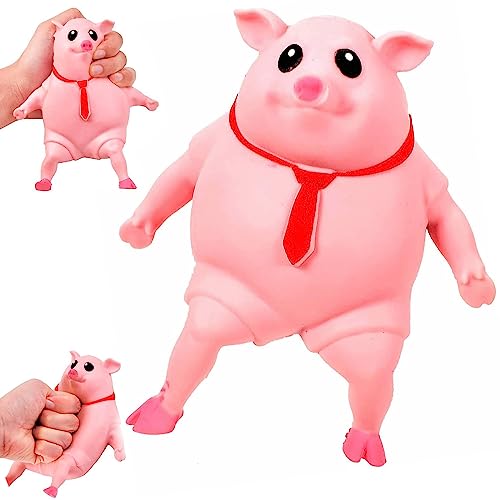 Pipihome Schwein Stress Spielzeug, Squeeze Toys Stressbälle Süßes Rosa Schweinchen Anti-Stress-Spielzeug, Sensorisches Fidget-Spielzeug für Jungen und Mädchen, Spaßige Party-Druckspielzeuge von Pipihome