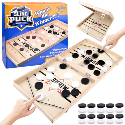 Hockey Brettspiel, Tischfussball Winner Brettspiele Kinder, Holz Schnell Sling Puck Match-Spiel, 2 in1 Interaktion Tischhockey Katapult, Portable Shuffleboard Partyspiele Tisch Desktop Spiel Hockey Brettspiel, Tischfussball Winner Brettspiele Kinder, Holz Schnell Sling Puck Match-Spiel, 2 in1 Interaktion Tischhockey Katapult, Portable Shuffleboard Partyspiele Tisch Desktop Spiel von Pipihome
