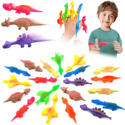 Pipihome 20 Stück Schleuder Dinosaurier, Schleuder-Dinosaurier-Finger Spielzeug, Dinosaurier Spielzeug Slingshot Dinosaur Finger Toys Anti Stress Autismus Spielzeug Kinder, Zufällige Farbe von Pipihome