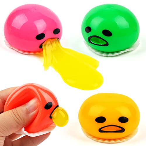 Pipihome The Puking Ball, 4 Stück Eigelb-Ball-Spielzeug zum Erbrechen Squeeze Toys, Eigelb-Stressball zum Erbrechen, Stressabbau-Spielzeug für ADHS, OCD, Autismus, Depressionen von Pipihome