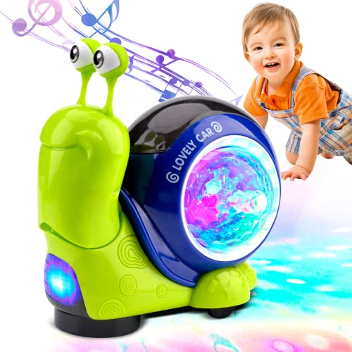 Baby Rabbelnde Krabbe Spielzeug, Beleuchtetes Krabbelspielzeug für interaktives Musikspielzeug mit automatischer Vermeidung von Hindernissen, Geburtstag Geschenk für Mädchen (Green) von Pipihome
