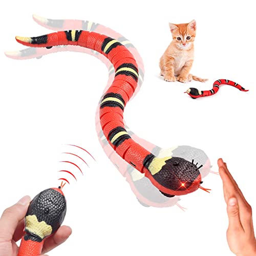 Pipihome Induktions-RC-Schlange-Spielzeug für Kinder Haustiere, intelligentes Sensing-Schlange-Spielzeug, elektrische Katze, interaktives Spielzeug, USB-wiederaufladbare Streichrequisiten 39cm von Pipihome
