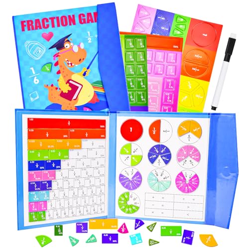 Pipihome Bruchrechnen Material Magnetisch, Magnetisches Buch Bruchteil Puzzle für Kinder, Bruchteile Puzzle Montessori Spielzeug, Bruchrechnen Montessori Mathe Spielzeug Kinder, Mathematik Ressourcen von Pipihome