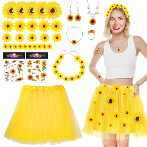 Sonnenblumen Kostüm Damen, Karneval Kostüm Damen Fasching,Tutu Tüllrock Sonnenblumen Haarschmuck, Sonnenblumen Ohrringe Halsketten, Sonnenblumen-Aufklebern, für faschingskostüme Damen Cosplay Sonnenblumen Kostüm Damen, Karneval Kostüm Damen Fasching,Tutu Tüllrock Sonnenblumen Haarschmuck, Sonnenblumen Ohrringe Halsketten, Sonnenblumen-Aufklebern, für faschingskostüme Damen Cosplay von Pipihome