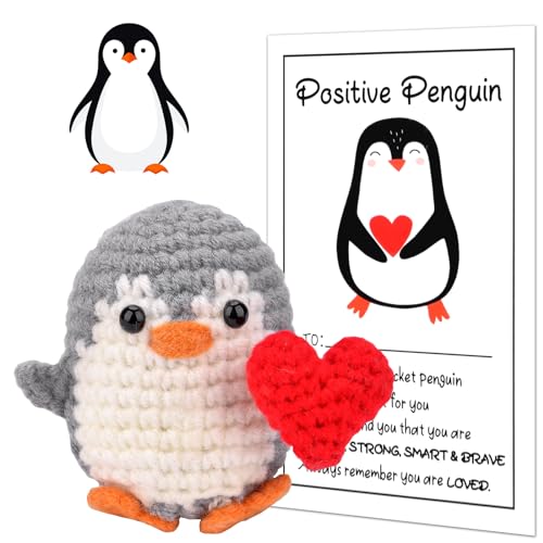 Mini Positive Pinguin, Lustiger Pocket Hug Süßes Pinguin Spielzeug, Ich Liebe Dich Geschenke für Mama Männer Frauen, Glücksbringer, Geburtstags Jahrestag Geschenk für Sie Ehefrau Freundin von Pipihome