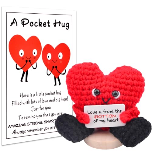 Potato Pocket Hug Geschenk, Positive Potato, Mini-Plüsch Figuren Lustige Potato Puppe, Kreative Strickwolle Kartoffel Puppe mit Positiver Energiekarte für Paare, Familien, Freunde, Patienten von Pipihome