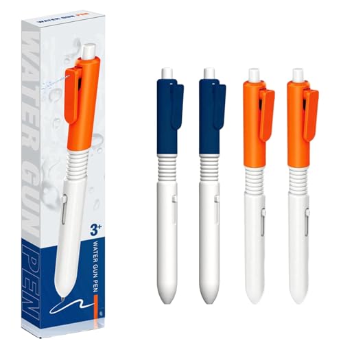 Prank Spritzstifte, Scherzartikel, 2-In-1 Wasserpistolen Stift, 4 Stück Wasserspeiender Beschreibbarer Stifte, Witziger Wassersprüh Spielzeugstift für Wasserkampf Spiel, Streich Artikel Lustig von Pipihome