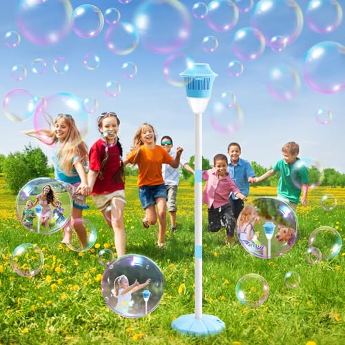 Seifenblasenmaschinen Blasenmaschine mit Licht,Seifenblasenmaschine Ballon Säule Ständer Kit für Boden Bubble Maker,Seifenblasenpistole Seifenblasen für Terrasse,Garten, Hochzeit Gadgets (A) von Pipihome