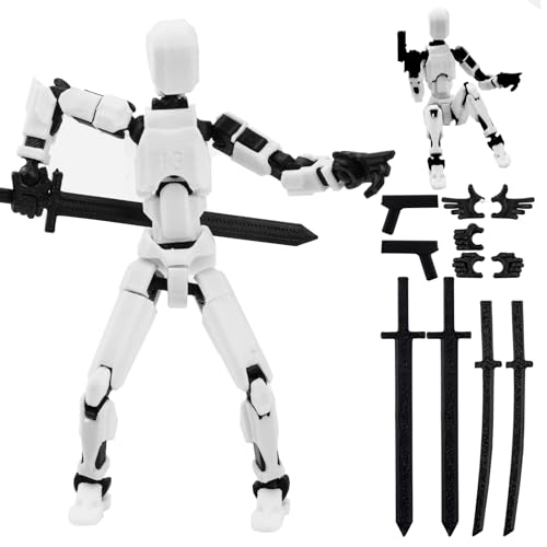 T13 Action Figure, T13-Actionfigur, Actionfiguren mit Mehreren Gelenken, 3D-Druck von beweglichen Figuren mit Mehreren Gelenken, Roboter-Actionfigur, Desktop-Dekorationen (Weiß) von Pipihome