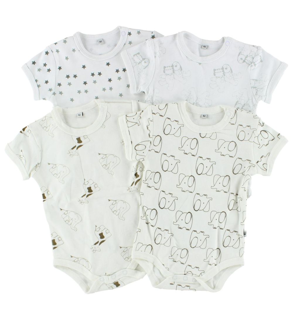 Pippi Baby Body k/ä - 4er-Pack - Weiß/Creme m. Muster - Pippi Baby - 4 Jahre (104) - Body K/Ä von Pippi Baby