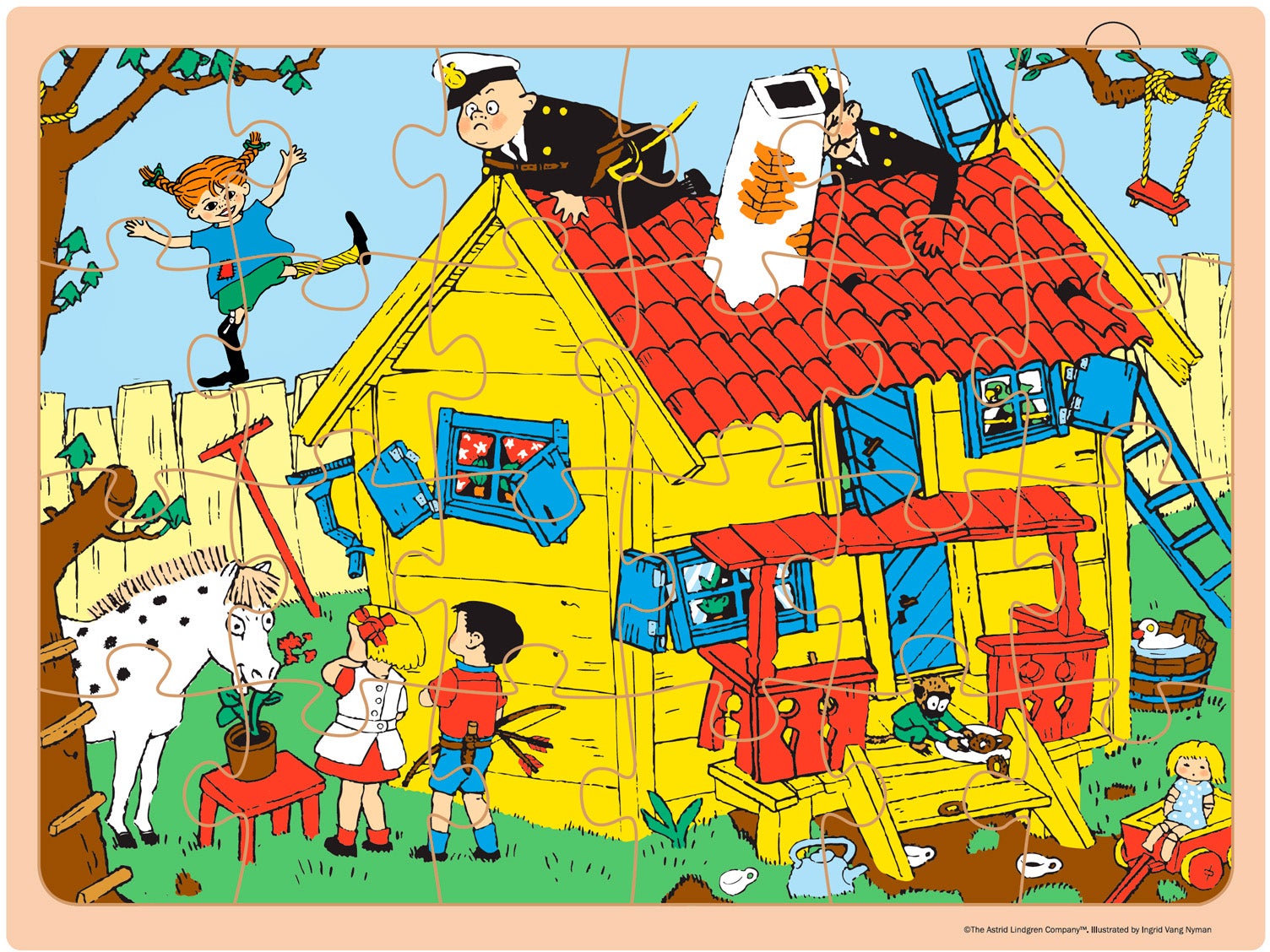 Barbo Toys Pippi Langstrumpf Rahmenpuzzle Holz, 24 Teile von Pippi Langstrumpf